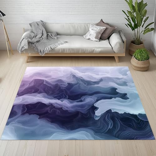 YEGRFJIS Aquarell-Batik-Textur-Teppich für Wohnzimmer: Kurzflor, Waschbarer Superweich Rutschfester Teppich mit Traumhafter Batik-Textur für Schlafzimmer & Esszimmer(250x350cm/Multicolor) von YEGRFJIS