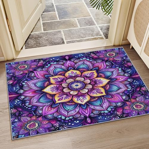 YEGRFJIS Farbverlauf Boho Teppich Waschbar Wohnzimmer, 40x60cm Lila Blumen Meditation Kurzflor rutschfest Pflegeleicht Kaschmir-Imitat Teppiche Für Jugendzimmer Schlafzimmer, Blau YEGRFJIS Farbverlauf Boho Teppich Waschbar Wohnzimmer, 40x60cm Lila Blumen Meditation Kurzflor rutschfest Pflegeleicht Kaschmir-Imitat Teppiche Für Jugendzimmer Schlafzimmer, Blau von YEGRFJIS