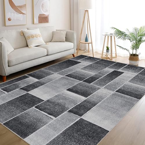 YEGRFJIS Geometrischer Kaschmir Teppich 50x80cm Wohnzimmer Modern Waschbarer Schlafzimmerteppich Schwarz Kurzflor rutschfest Weich Teppich für Küche, Kinderzimmer,Flur, Esszimmer von YEGRFJIS