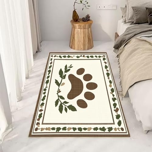 YEGRFJIS Tierpfotenabdruck Waschbarer Teppich Rechteckig mit geometrischen Linien, weich und rutschfest, kurzfloriger Design Passend für Wohnzimmer, Schlafzimmer, Esszimmer(120x150cm/Multicolor) von YEGRFJIS