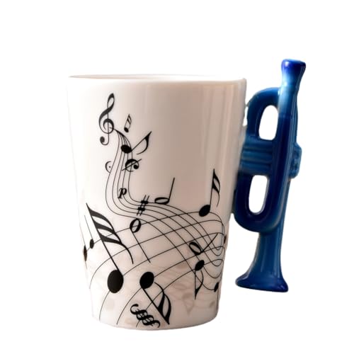 YEHEI 240 Ml Musik-Keramikbecher, Kreative Musik-Keramikbecher, Niedliche Kaffee-Tee-Milch-Tassen und Tassen mit, Neuheitsgeschenke, Trompete von YEHEI