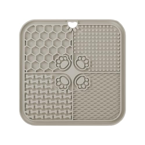 Leckmatte für Hunde, Futtermatte für Butter & Joghurt, Hundespielzeug für Baden, Training & Fellpflege (1er-Pack Beige, 20X20 cm) von YEICXOH