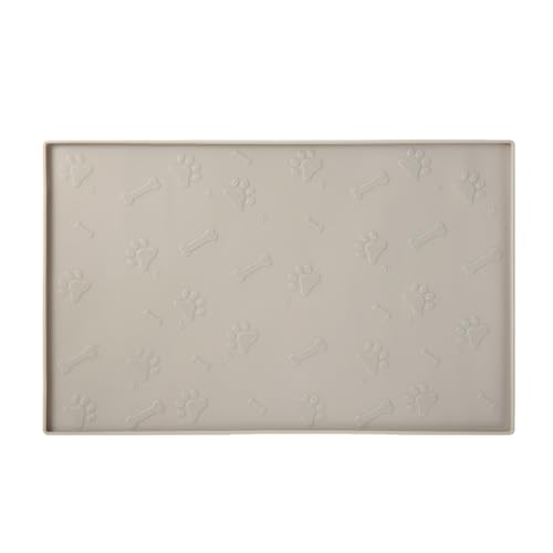 Silikon-Futtermatten für Haustiere - wasserdichte Hunde- und Katzenplatzmatten mit erhöhten Rändern (Beige, 40x30CM) von YEICXOH