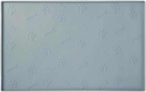 Silikon-Futtermatten für Haustiere - wasserdichte Hunde- und Katzenplatzmatten mit erhöhten Rändern (Grau, 40x30CM) von YEICXOH