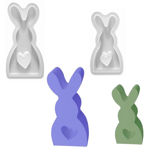 YEJAHY 2 Stück Ostern Kaninchen Silikonform, 3D Kaninchen Gießform Ostern, Kaninchen Gießform Ostern, DIY Hasenform für Ostern, Ostergeschenke, Handwerk (A) von YEJAHY