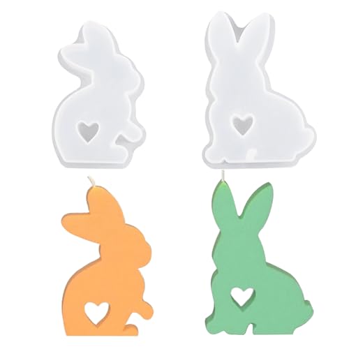YEJAHY 2 Stück Ostern Kaninchen Silikonform, 3D Kaninchen Gießform Ostern, Kaninchen Gießform Ostern, DIY Hasenform für Ostern, Ostergeschenke, Handwerk (C) von YEJAHY