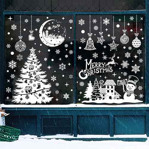 YEJAHY 9 Stück Fensterbilder Weihnachten Selbstklebend, Wiederverwendbar Fenstersticker Weihnachten, PVC Christmas Window Stickers für Weihnachten Dekoration Fenster Türen (B) von YEJAHY