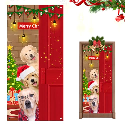 YEJAHY 90 x 180 cm Weihnachten Tür Abdeckung Dekoration, Weihnachtsdeko Weihnachtsmann Hängen Banner Hintergrund, Rot Weihnachtsbanner, für Indoor Outdoor Haus Weihnachten Deko (C) von YEJAHY