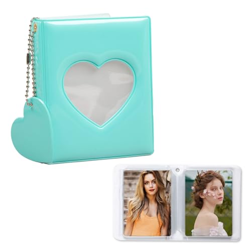 YEJAHY Mini Photocard Binder, Cute Mini Photo Album Photocard Binder, Fotoalbum Fotokartenhalter, für 3 Zoll Fotopapier Fotokartenhalter Aufbewahrung fotoalbum (Minzgrün) von YEJAHY