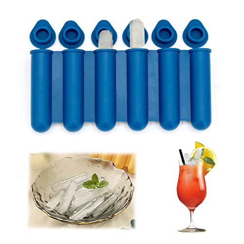 YEJAHY Silikon-Mini-Eiswürfelformen, Formen mit Deckel, einfach zu drücken und zu knüpfen, macht 6 Wasserflaschen Eis am Stiel, geeignet zum Befüllen von abgefüllten Getränken (Marineblau) von YEJAHY