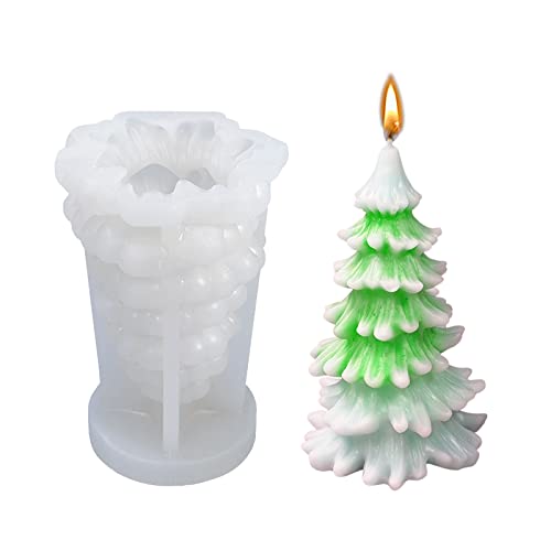 YEJAHY Weihnachtskerzenformen, 3D Weihnachtsbaum Silikonform für Kerzenherstellung, DIY Handwerk Harzform für Duftkerzen, Seife, Süßigkeiten, Schokolade, Weihnachtsgeschenke (Nadeln) von YEJAHY