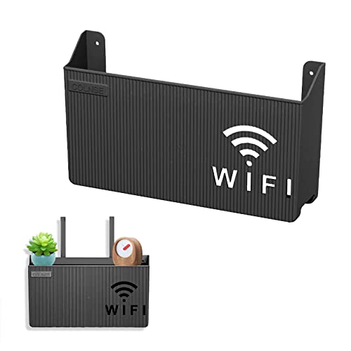 YEJAHY WiFi-Router-Aufbewahrungsbox, Wandhalterung, Wohnzimmer, TV-Wandregal, Set-Top-Box, Regal, für Heimdekoration, Schwarz von YEJAHY