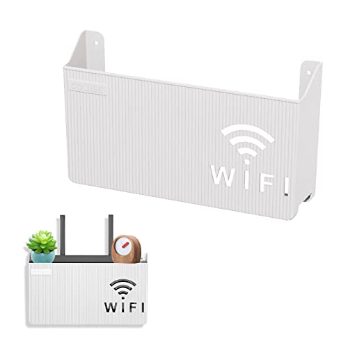 YEJAHY WiFi-Router-Aufbewahrungsbox, Wandhalterung, Wohnzimmer, TV-Wandregal, Set-Top-Box Regal, für Heimdekoration (weiß) von YEJAHY