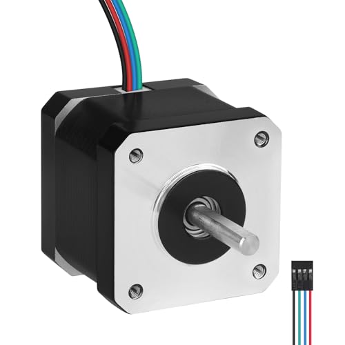 YEJMKJ 0,9° Nema 17 Schrittmotor, 2-Phasen, hohes Drehmoment, 0,32 Nm, bipolar, 1,3 A, 2,5 Ω, 42 x 39 mm, 4-adrig, 22 mm, φ5 mm, 42 Schrittmotor mit Kabel, 1 m, für 3D-Drucker, DIY-Roboter von YEJMKJ