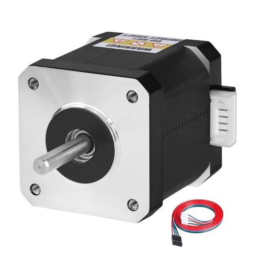YEJMKJ 0,9° Nema 17 Schrittmotor 2 Phasen hohes Drehmoment 0,42 Nm (59,48 oz·in) bipolar 1,3 A 2,5 Ω 42 x 48 mm 4-Lead-Schaft 24 mm φ5 mm 42 Schrittmotor inkl. Kabel 1 m für 3D-Drucker DIY Roboter von YEJMKJ