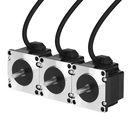 YEJMKJ 3er-Pack Nema 23 Schrittmotor, 2 Phasen, 1,8 °, 0,72 Nm, hohes Drehmoment, bipolar, 41 mm, 1,6 Ω, 2,0 A, 4-Lead-Welle 21 mm, φ6,35 mm, 57 Schrittmotorkabel, 1 m, für CNC-Fräsen, 3D-Drucker von YEJMKJ