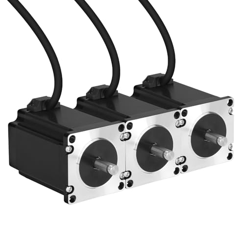 YEJMKJ 3er-Pack Nema 23 Schrittmotor, 2 Phasen, 1,8 °, 2,2 Nm, hohes Drehmoment, bipolar, 82 mm, 4,0 A, 0,6 Ω, 4 Bleiwelle, 21 mm, φ8 mm, 57 Schrittmotorkabel, 1 m, für CNC-Fräs-Drehmaschine von YEJMKJ