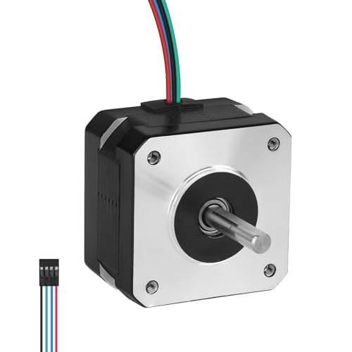 YEJMKJ Nema 17 Schrittmotor, 1,8 °, 2 Phasen, hohes Drehmoment, 0,28 Nm, bipolar, 42 x 28 mm, 1,6 A, 1,6 Ω, 4-Draht-Schaft, 24 mm, φ5 mm, 42 Schrittmotorkabel, 1 m, für 3D-Drucker, DIY-Roboter von YEJMKJ