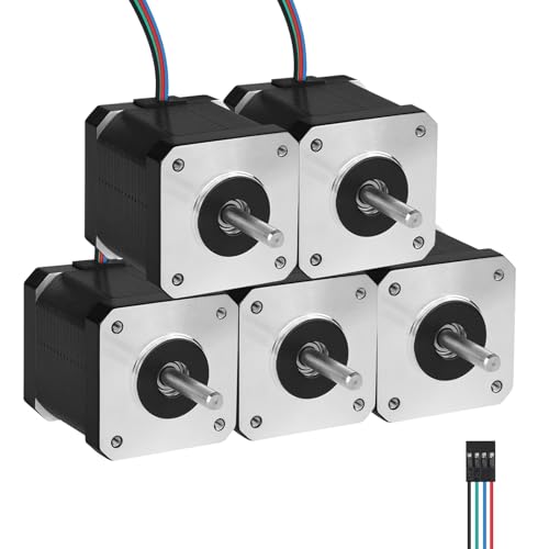 YEJMKJ Nema 17 Schrittmotor, 1,8 °, 2 Phasen, hohes Drehmoment, 0,6 Nm, bipolar, 42 x 47 mm, 2,3 A, 1,6 Ω, 4-Draht-Schaft, 24 mm, φ5 mm, 42 Schrittmotorkabel, 1 m, für 3D-Drucker, DIY-Roboter von YEJMKJ