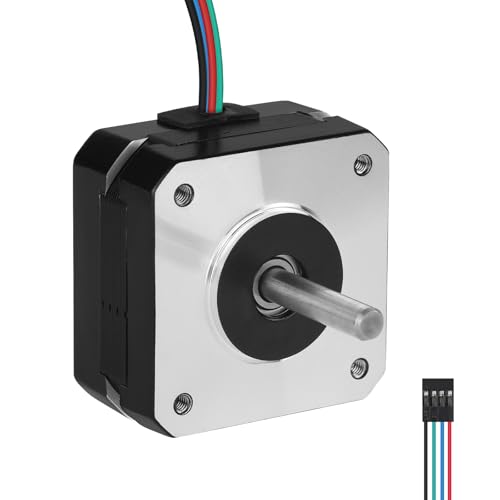 YEJMKJ Nema 17 Schrittmotor, 2 Phasen, 1,8 °, 0,16 Nm, hohes Drehmoment, bipolar, 23 mm, 4,2 Ω, 0,8 A, 4-Draht-Schaft, 24 mm, φ5 mm, 42 Pancake-Schrittmotorkabel, 1 m, für 3D-Drucker, DIY-Roboter von YEJMKJ