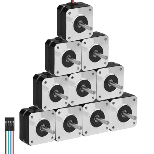 YEJMKJ Nema 17 Schrittmotor, 2 Phasen, 1,8 °, 0,16 Nm, hohes Drehmoment, bipolar, 23 mm, 4,2 Ω, 0,8 A, 4-Lead-Welle 24 mm, φ5 mm, 42 Schrittmotorkabel, 1 m, für 3D-Drucker, DIY-Roboter, CNC-Maschinen von YEJMKJ