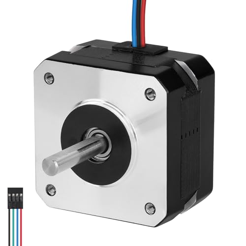 YEJMKJ Nema 17 Schrittmotor, 2 Phasen, 1,8 °, 0,26 Nm, hohes Drehmoment, bipolar, 26 mm, 2,0 A, 1,5 Ω, 4-Draht-Schaft, 24 mm, φ5 mm, 42 Schrittmotorkabel, 1 m, für 3D-Drucker, DIY-Roboter von YEJMKJ