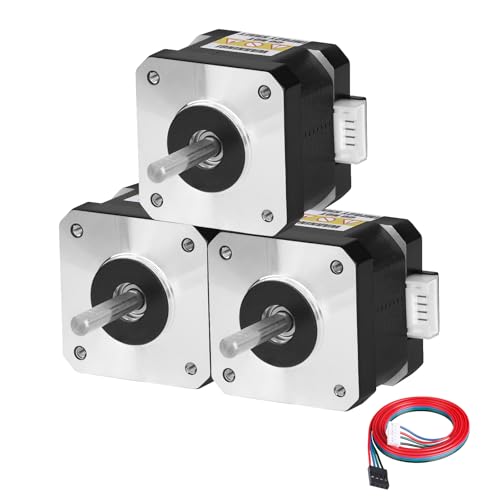 YEJMKJ Nema 17 Schrittmotor, 2 Phasen, 1,8 °, 0,29 Nm, hohes Drehmoment, bipolar, 34 mm, 0,4 A, 30 Ω, 4-adrig, 24 mm, φ5 mm, 42 Schrittmotorkabel, 1 m, für 3D-Drucker, DIY-Roboter, CNC-Maschinen, 3 von YEJMKJ