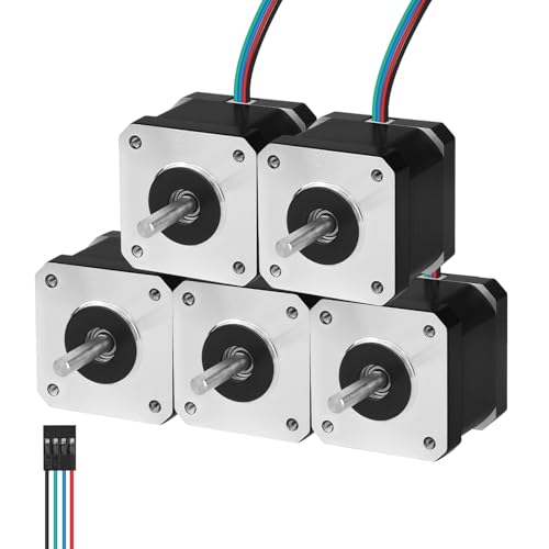 YEJMKJ Nema 17 Schrittmotor, 2 Phasen, 1,8 °, 0,41 Nm, hohes Drehmoment, bipolar, 40 mm, 1,5 A, 2,0 Ω, 4-Draht-Schaft, 24 mm, φ5 mm, 42 Schrittmotorkabel, 1 m, für 3D-Drucker, DIY-Roboter von YEJMKJ