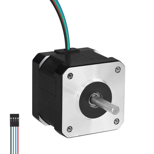 YEJMKJ Nema 17 Schrittmotor, 2 Phasen, 1,8 °, 0,47 Nm, hohes Drehmoment, bipolar, 38 mm, 1,7 A, 2,1 Ω, 4-Draht-Schaft, 24 mm, φ5 mm, 42 Schrittmotorkabel, 1 m, für 3D-Drucker, DIY-Roboter von YEJMKJ