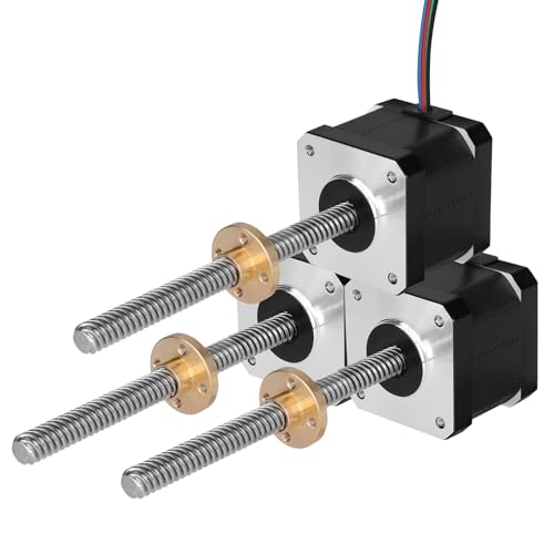 YEJMKJ Nema 17 Schrittmotor TR8 x 8 100 mm mit T8 Leitspindel 1,8 ° 2 Phasen hohes Drehmoment 0,44 Nm (62,31oz·in) bipolar 1,7 A 2,2 Ω 39 mm 42 Schrittmotorkabel 1 m für 3D-Drucker DIY Roboter von YEJMKJ