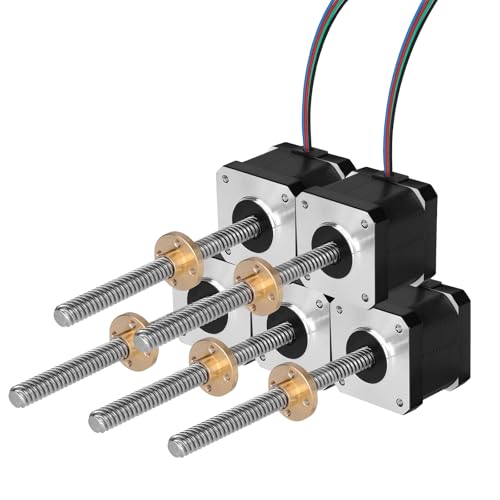 YEJMKJ Nema 17 Schrittmotor TR8 x 8 100 mm mit T8 Leitspindel 2 Phasen 1,8 ° High Torque 0,44 Nm (62,31oz·in) 1,7A 2,2Ω Bipolar 42x39mm 4-Drahtkabel 1M für 3D-Drucker DIY Roboter CNC-Maschine von YEJMKJ