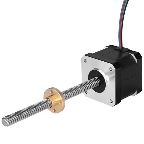 YEJMKJ Nema 17 Schrittmotor TR8 x 8 150 mm mit T8 Leitspindel 1,8 ° 2 Phasen hohes Drehmoment 0,44 Nm (62,31oz·in) Bipolar 1,7 A 2,2 Ω 42 x 39 mm 4 Leitung mit Kabel 1 m für 3D-Drucker DIY Roboter von YEJMKJ
