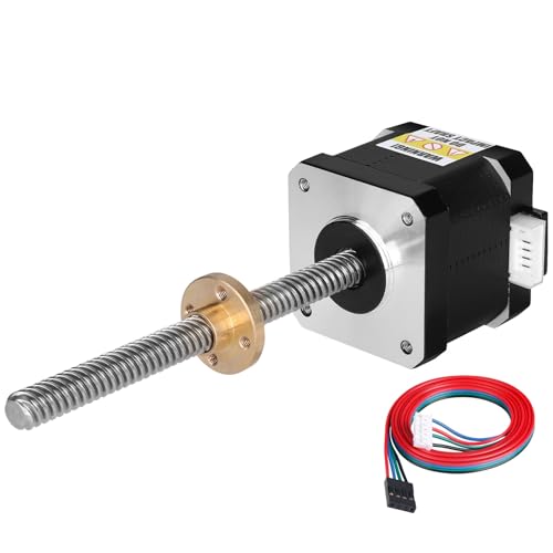 YEJMKJ Nema 17 Schrittmotor TR8 x 8 150 mm mit T8 Leitspindel 2 Phasen 1,8 ° hohes Drehmoment 0,44 Nm (62,31oz·in) bipolar 1,7 A 1,7 Ω 40 mm 42 Schritt Motor 4-Draht Anschlusskabel 1 m für 3D-Drucker von YEJMKJ