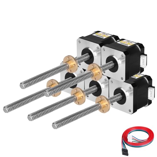 YEJMKJ Nema 17 Schrittmotor TR8 x 8 200 mm mit T8 Leitspindel 1,8 ° 2 Phasen hohes Drehmoment 0,44 Nm 1,7 A 1,7 Ω Bipolar 42 x 40 mm 4-Draht-Anschlusskabel 1 m für 3D-Drucker DIY Roboter CNC von YEJMKJ