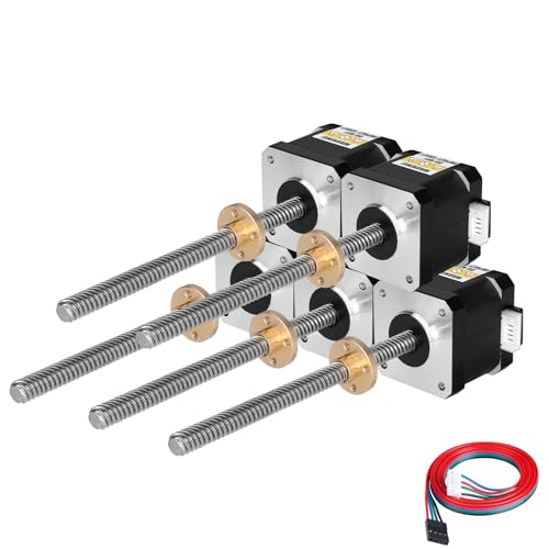 YEJMKJ Nema 17 Schrittmotor TR8 x 8 210 mm mit T8 Leitschraube, 2 Phasen, 1,8 °, hohes Drehmoment, 0,44 Nm, 1,7 A, 1,7 Ω, bipolar, 42 x 40 mm, 4-adrig, Anschlusskabel, 1 m, für 3D-Drucker, DIY-Roboter von YEJMKJ