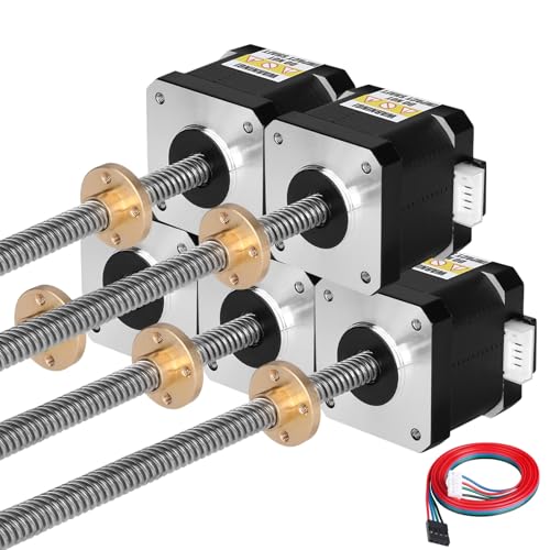 YEJMKJ Nema 17 Schrittmotor TR8 x 8 300 mm mit T8 Leitschraube, 2-Phasen, 1,8 °, hohes Drehmoment, 0,44 Nm, 1,7 A, 1,7 Ω, bipolar, 42 x 40 mm, 4-adrig, Anschlusskabel, 1 m, für 3D-Drucker, DIY-Roboter von YEJMKJ