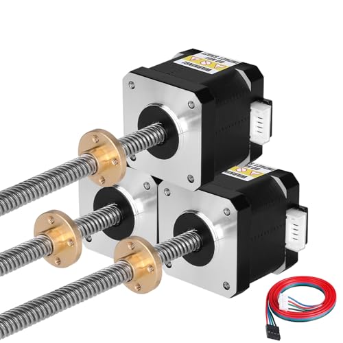 YEJMKJ Nema 17 Schrittmotor TR8 x 8 310 mm mit T8 Leitschraube, 2 Phasen, 1,8 °, hohes Drehmoment, 0,44 Nm, bipolar, 1,7 A, 1,7 Ω, 40 mm, 4-Draht-Anschlusskabel, 1 m, für 3D-Drucker, DIY-Roboter, CNC von YEJMKJ