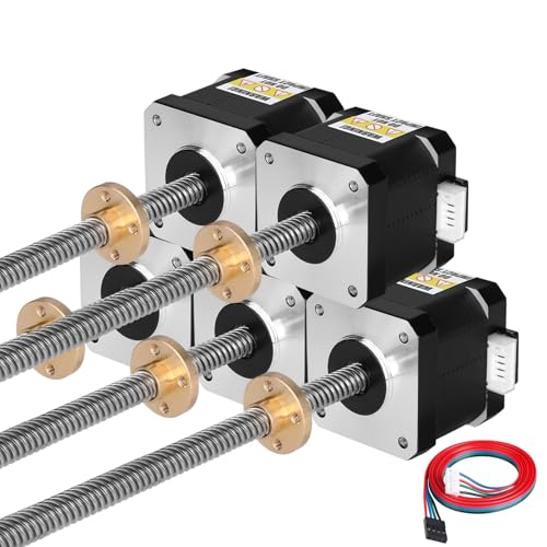 YEJMKJ Nema 17 Schrittmotor TR8 x 8 310 mm mit T8 Leitspindel 1,8 ° 2 Phasen hohes Drehmoment 0,44 Nm 1,7 A 1,7 Ω Bipolar 42 x 40 mm 4-Draht-Anschlusskabel 1 m für 3D-Drucker DIY Roboter CNC von YEJMKJ
