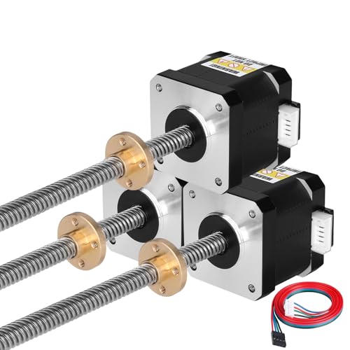 YEJMKJ Nema 17 Schrittmotor TR8 x 8 400 mm mit T8 Leitschraube, 2 Phasen, 1,8 °, hohes Drehmoment, 0,44 Nm, bipolar, 1,7 A, 1,7 Ω, 40 mm, 4-Draht-Anschlusskabel, 1 m, für 3D-Drucker, DIY-Roboter, CNC von YEJMKJ