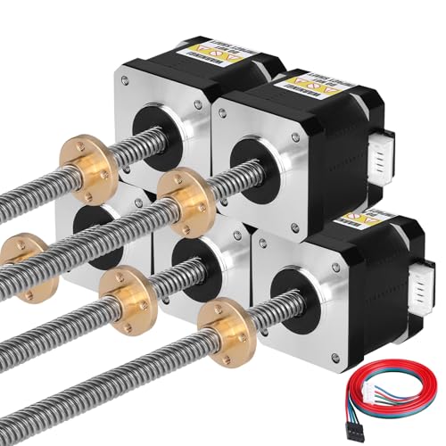 YEJMKJ Nema 17 Schrittmotor TR8 x 8 400 mm mit T8 Leitspindel 1,8 ° 2 Phasen hohes Drehmoment 0,44 Nm 1,7 A 1,7 Ω Bipolar 42 x 40 mm 4-Draht-Anschlusskabel 1 m für 3D-Drucker DIY Roboter CNC von YEJMKJ