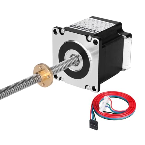 YEJMKJ Nema 23 Schrittmotor TR8 x 8 350 mm mit T8 Leitschraube, 2 Phasen, 1,8 °, hohes Drehmoment, 1,1 Nm, 4,2 A, 0,65 Ω, bipolar, 57 x 55 mm, 4-Draht-Anschlusskabel, 1 m, für 3D-Drucker, DIY-Roboter von YEJMKJ