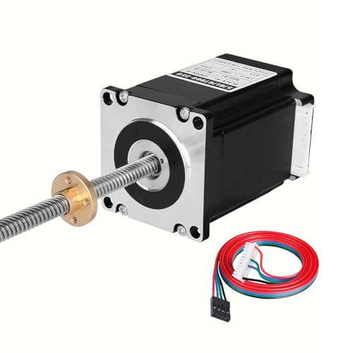 YEJMKJ Nema 23 Schrittmotor TR8x8 350 mm mit T8 Leitspindel 2 Phasen 1,8 ° hohes Drehmoment 1,8 Nm (254,9oz·in) 4,2 A 0,65 Ω Bipolar 76 mm 57 Schritt Motor 4-Draht Anschlusskabel 1 m für 3D-Drucker von YEJMKJ