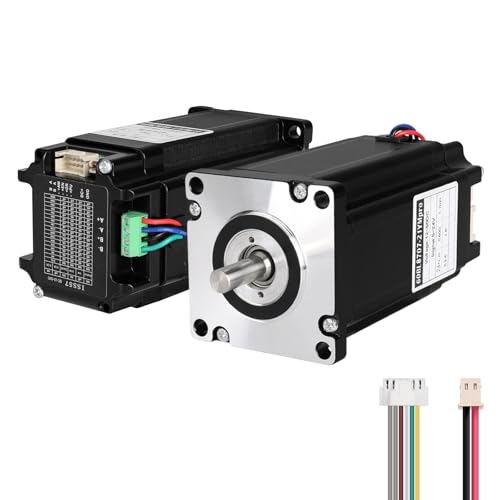 YEJMKJ Nema 24 Schrittmotor mit geschlossenem Regelkreis und integriertem Schritttreiber mit geschlossenem Regelkreis, 2 Phasen, hohes Drehmoment, 2,6 Nm, bipolar, 5,2 A, 0,50 Ω, 104 mm Kabel, 0,3 m von YEJMKJ