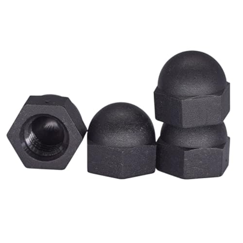 YEKIM Mutter aus Edelstahl M3 M4 M5 M6 M8 M10 M12 Nylon-Hutmutter, Schwarze Kunststoffmutter mit Hutmutterkugel, dekorative Schraubkappe, Nylonmutter Mutter von YEKIM