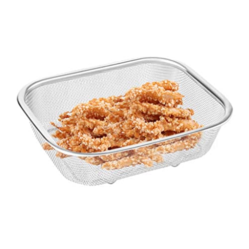 YEKIM Pommes körbchen 1 stücke Mesh Ölsieb Edelstahl Mesh Sieb Korb Rechteck Pommes Frites Halter Gebratenes Essen Tisch Servieren Kartoffel Frittierkorb Pommeskorb von YEKIM