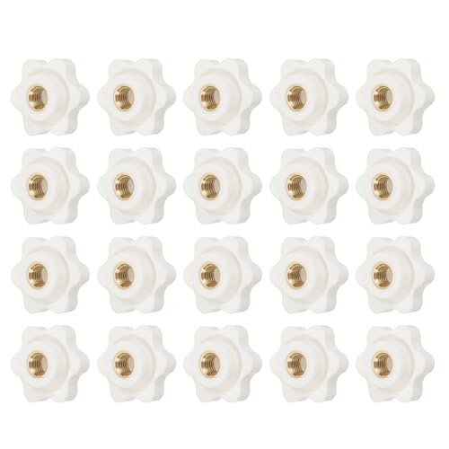 YELARXI Klemmmuttern, Knauf, Kunststoff, zum Anschrauben, Messing, Sternknäufe, gerändelt, M6, Innengewinde, Sechskantkopf, 2,5 cm Kopfdurchmesser, passend für Rasenmäher-Griffmaschinen (20 Stück von YELARXI