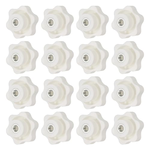 YELARXI Klemmmuttern, Knauf, Kunststoff, zum Aufschrauben, Eisen, Sternknäufe, gerändelt, M8, Innengewinde, Sechskantkopf, 4,8 cm Kopfdurchmesser, passend für Rasenmäher-Griffmaschinen (16 Stück, weiß YELARXI Klemmmuttern, Knauf, Kunststoff, zum Aufschrauben, Eisen, Sternknäufe, gerändelt, M8, Innengewinde, Sechskantkopf, 4,8 cm Kopfdurchmesser, passend für Rasenmäher-Griffmaschinen (16 Stück, weiß von YELARXI