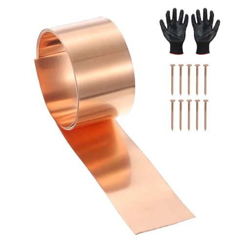 YELARXI Kupferblechrolle, Metall, Kupferfolie, 5,1 cm x 1,5 m, 0,5 mm dick, geeignet für Heimwerker, Handwerk, elektrische Reparatur, Zylinder (1 Packung, Kupfer) von YELARXI