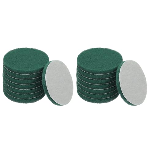 YELARXI Power Scrub Pads, Scheuerschwämme, Körnung 400, passend für (Reinigung zu Hause, Küche, Bohraufsatz, Schrubber Ersatz), 16 Stück, 10,2 cm, Dunkelgrün von YELARXI