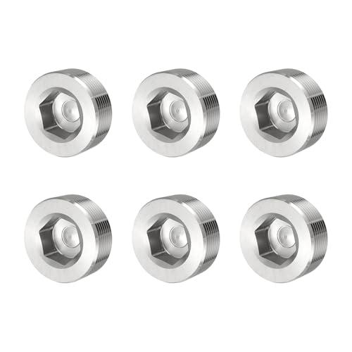 YELARXI Rohrstopfen aus Edelstahl, Innensechsgewinde, Rohrstopfen – Fitting für (Dichtanschluss, Lufttanks – Wasserauslässe) 3,8 cm NPT-Außengewinde & 6 Stück von YELARXI